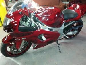 Candy red gsxr painted using several pwp products.