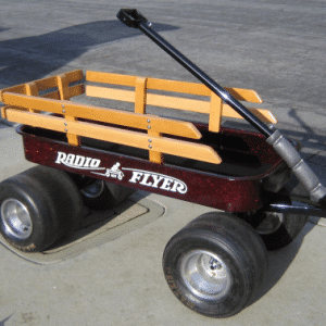 Apple Red metal Flake on Custom Radio Flyer wagon from a user testimonial.