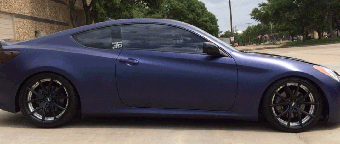 Midnight Blue Customer's car from the side view painted with flat paint.