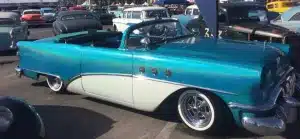 Car show buick painted with blue holographic.