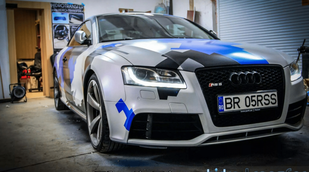 Audi Dipped in Hydro Transfer using Blue Ghost, Violet Ghost, Electric Blue, Black gunmetal. All this using dip or other coatings Pearls from Paint with Pearl.