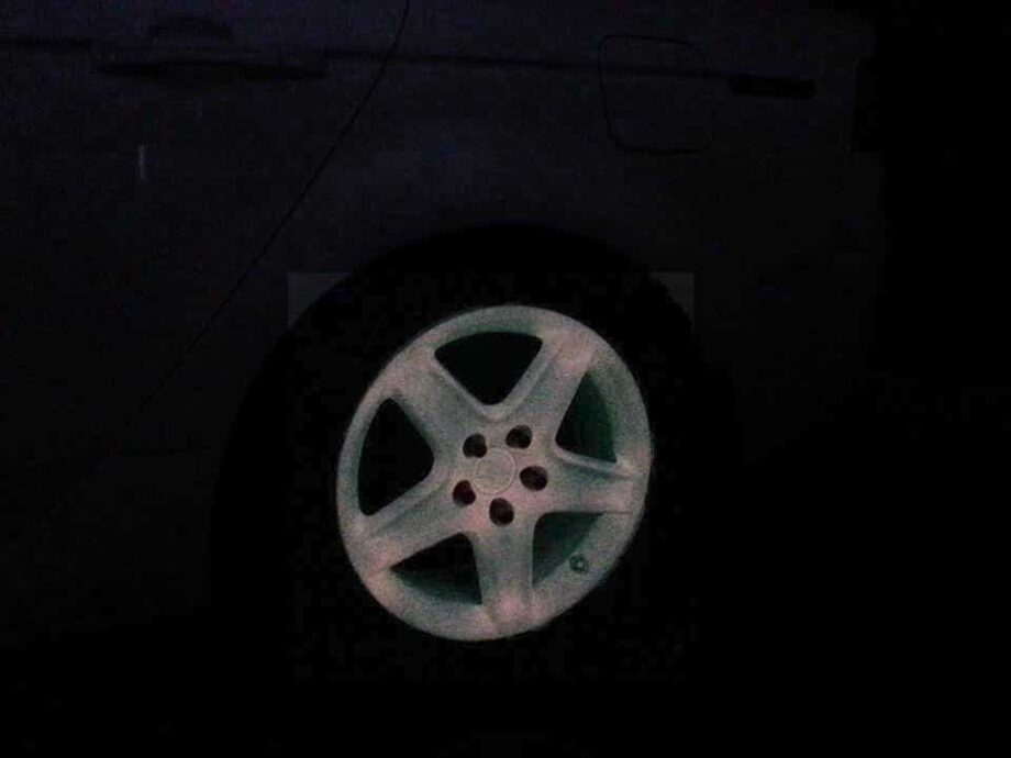 Glow in the Dark Wheel painted with our Pink to Orange Glow in the Dark custom paint Pigment.