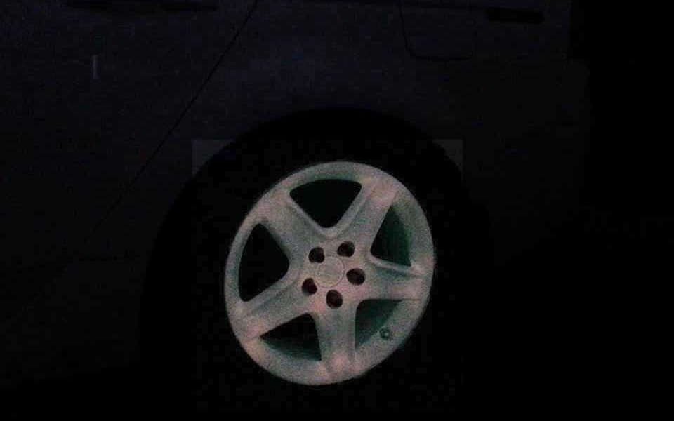 Glow in the Dark Wheel painted with our Pink to Orange Glow in the Dark custom paint Pigment.