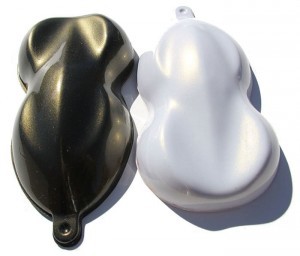 Gold Ghost Pearls Shapes painted over both black and white base coats.