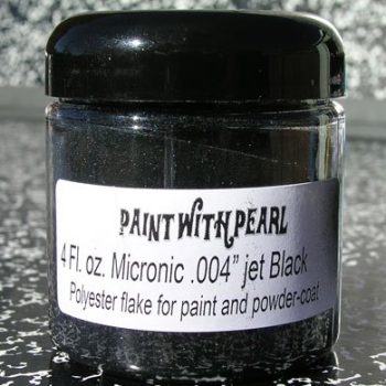 Our Jet Black Metal Flake works great in all solvent based paints, epoxies, and even powder-coats.