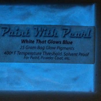 White to Blue Glow paint pigment. Glows at night after being "charged" under light.